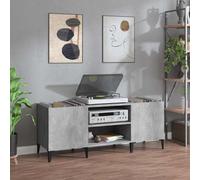vidaXL Mueble para discos y tocadiscos Madera contrachapada Gris hormigón 121x38x48 cm