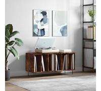 vidaXL Mueble discos madera contrachapada roble ahumado 100x38x48 cm