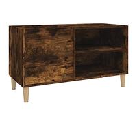 vidaXL Mueble Discos Madera contrachapada Roble Ahumado 84,5x38x48 cm, Mueble para Tocadiscos, Armario de almacenaje de Discos, Mueble para Discos de Vinilo