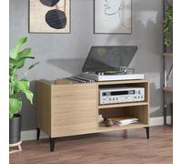 vidaXL Mueble para tocadiscos y vinilos Madera contrachapada Roble Sonoma 84,5x38x48 cm