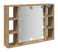 vidaXL Mueble Espejo y LED Madera ingeniería Roble Artisan 76x15x55cm