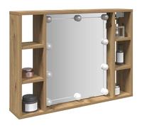 vidaXL Mueble espejo y LED madera ingeniería roble artisan 76x15x55cm