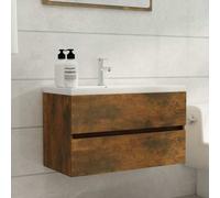 vidaXL Mueble lavabo madera contrachapada roble ahumado 80x38,5x45cm