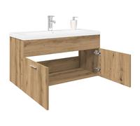 vidaXL Mueble para lavabo con lavabo empotrado artesanal de roble