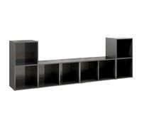 vidaXL: Mueble para televisión, 4 unidades, gris brillante, 72 x 35 x 36,5 cm, material de madera
