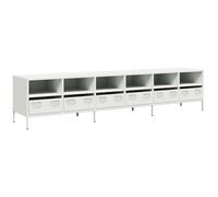vidaXL Mueble para TV Acero Laminado en frío Blanco 202x39x43,5 cm, Soporte de TV, aparador de TV, Armario TV, Banco de TV, Mueble de Metal