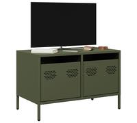 vidaXL Mueble para TV acero laminado en frío verde oliva 68x39x43,5 cm