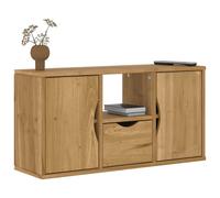 vidaXL Mueble para TV ODDA 79x24x40 cm con cajón, soporte de TV, madera pino maciza Blanco/Marrón