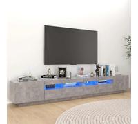 vidaXL Mueble para TV con Luces LED Gris hormigón 260x35x40 cm