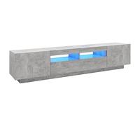 vidaXL Mueble para TV con luces LED Gris hormigón 200x35x40 cm