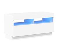 vidaXL Mueble para TV con Luces LED Soporte Mobiliario Aparador Estante Salón Sala de Estar Dormitorio Decoración Blanco Brillante 80x35x40 cm