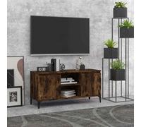 vidaXL Mueble para TV con patas de metal roble ahumado 103,5x35x50 cm