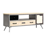 vidaXL Mueble para TV de madera de mango maciza y acero 120x30x45 cm