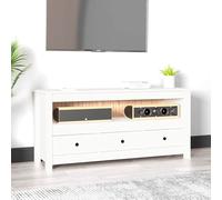 Mueble de televisión blanco vidaXL, 114 x 35 x 52 cm, madera maciza de pino