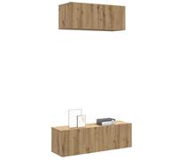 vidaXL Mueble para TV de pared madera contrachapada artesanal 2 piezas