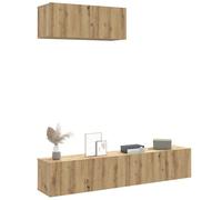 vidaXL Mueble para TV de pared madera contrachapada artesanal 3 piezas