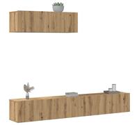 vidaXL Conjunto de mueble de TV 3 piezas montado la pared madera vieja en color Madera antigua/Roble artisan | almacenamiento funcional diseño moderno para baño dormitorio sala