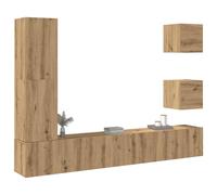 vidaXL Mueble para TV de pared madera contrachapada artesanal 5 piezas