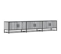vidaXL Mueble TV madera de ingeniería 210x35x41 cm – diseño moderno, Negro/Roble ahumado/Gris Sonoma