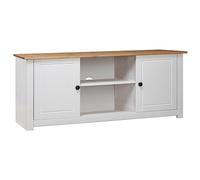 vidaXL Mueble TV tipo Panamá – Robusto y práctico, Blanco 120x40x50 cm, madera maciza pino