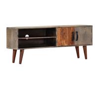 vidaXL Mueble para TV madera maciza de mango rugosa gris 130x30x46 cm