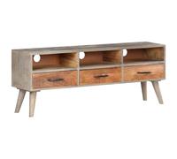 vidaXL Mueble para TV madera maciza de mango rugosa gris 130x35x51 cm
