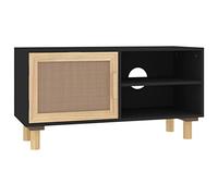 vidaXL Mueble para TV Madera Maciza Pino y ratán Natural 80x30x40 cm