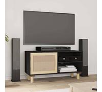 vidaXL Mueble de TV , 80x30x40 cm, madera maciza de pino, ratán natural