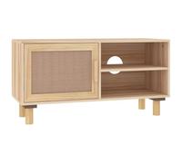 vidaXL Mueble para TV Madera Maciza Pino y ratán Natural 80x30x40 cm