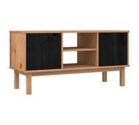 VidaXL - Mueble para TV OTTA 113,5 x 43 x 57 cm, color negro, madera de pino maciza, mueble de TV de pino, estilo escandinavo, almacenamiento rectangular, estante impermeable para decoración del hogar