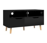 vidaXL Mueble para TV Soporte Mobiliario Armario Estéreo Aparador Estante Salón Sala de Estar Dormitorio Decoración de Contrachapada Negro Brillante