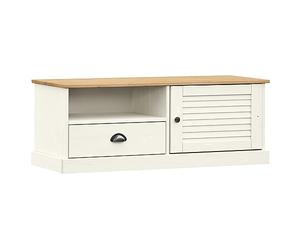 vidaXL Mueble para TV Vigo Madera Maciza de Pino Blanco 106x40x40 cm, Soporte de TV, Mueble Multimedia, Armario Auxiliar, Armario de TV