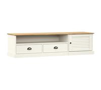 vidaXL Mueble TV Vigo 2 cajones 1 puerta Madera maciza pino blanco 156x40x40 cm