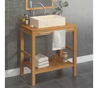 vidaXL Mueble tocador madera teca maciza con lavabo de mármol crema