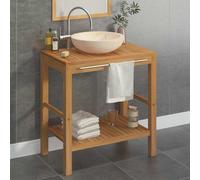 vidaXL Mueble tocador madera teca maciza con lavabo de mármol crema