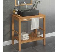 vidaXL Mueble tocador madera teca maciza con lavabo de mármol negro