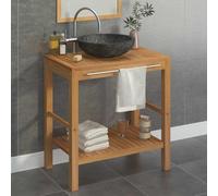 vidaXL Mueble tocador madera teca maciza con lavabo de mármol negro