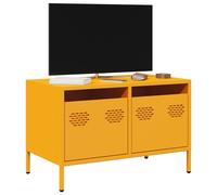 vidaXL Mueble TV acero laminado en frío amarillo mostaza 68x39x43,5 cm