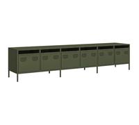 vidaXL Mueble TV Acero laminado en frío Verde oliva 202x39x43,5 cm