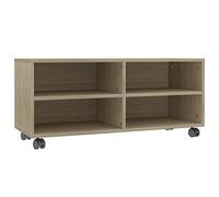 vidaXL Mueble TV con Ruedas Contrachapada Color Roble Sonoma 90x35x35cm Soporte Accesorios Centro Entretenimiento y Multimedia Diseño Moderno Práctico