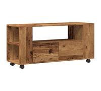 vidaXL Mueble TV con Ruedas Madera ingeniería Envejecida 102x34,5x43cm, Soporte de TV, aparador de TV, Mueble HiFi, Banco de TV, Armario de TV