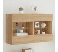 vidaXL Mueble TV de pared con luces LED roble Sonoma 98,5x30x60,5 cm