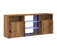 vidaXL Mueble TV Madera envejecida 120x30x50 cm con luces LED y soporte multimedia Madera antigua