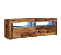 vidaXL Mueble TV Consola madera de ingeniería envejecida 120x35x40 cm con luces LED