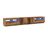 vidaXL Mueble TV con luces LED madera de ingeniería envejecida 260x35x40 cm