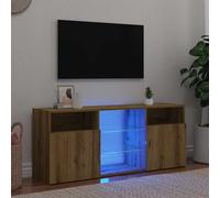 vidaXL Mueble TV luces LED madera ingeniería roble artisan 120x30x50cm