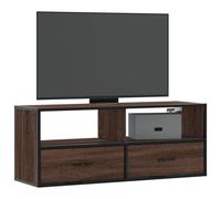 vidaXL Mueble TV Madera de ingeniería y metal, marrón roble, 100×31×39,5 cm