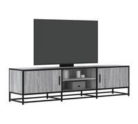 vidaXL Mueble TV metal y madera ingeniería roble humo 160x35x41 cm en color Roble ahumado/Negro/Marrón roble y más | almacenamiento funcional diseño moderno para baño dormitorio sala