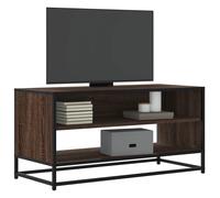 vidaXL Mueble TV Metal y madera de ingeniería – Roble marrón – 91x40x46 cm