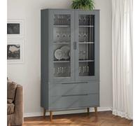 vidaXL Mueble vitrina MOLDE madera maciza de pino gris 90x35x175 cm
